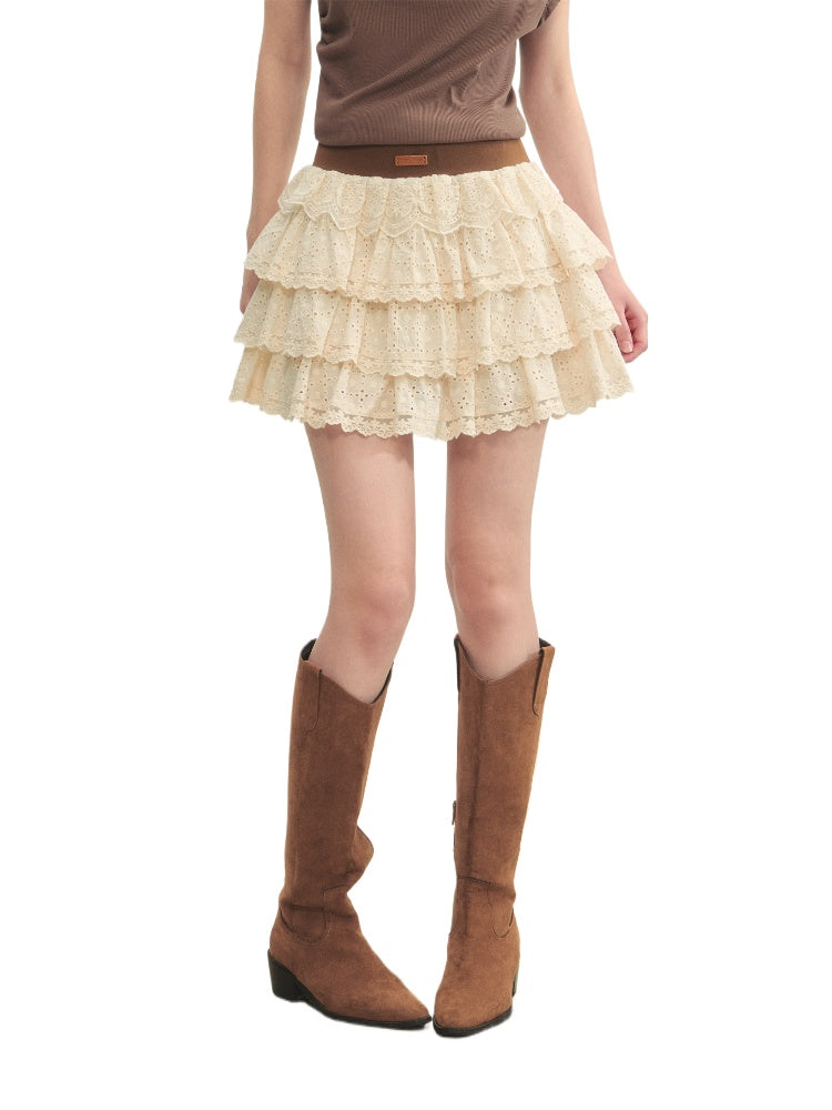 Multi-layer Ruffle Elastic Waist Tiered Skirt