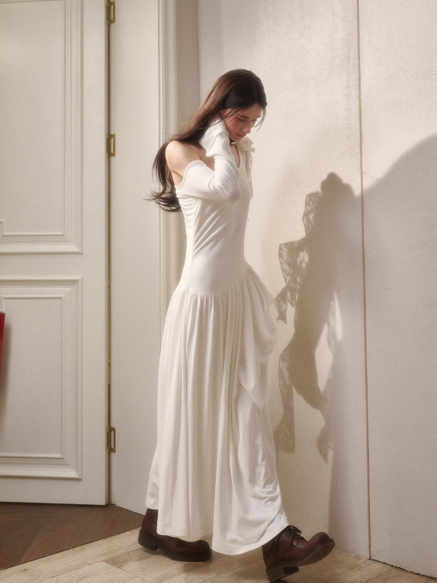 Hot Milk Off-Shoulder Knit Maxi Dress