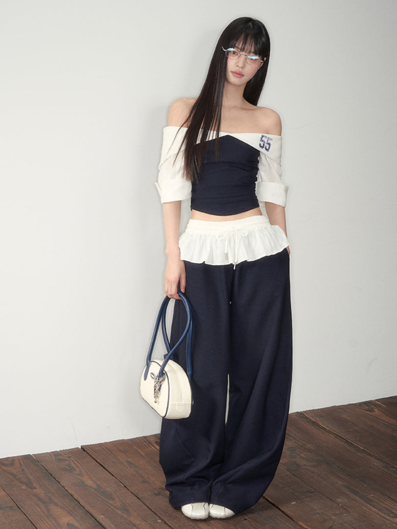 Off-Shoulder Active Blouse & Pants Set