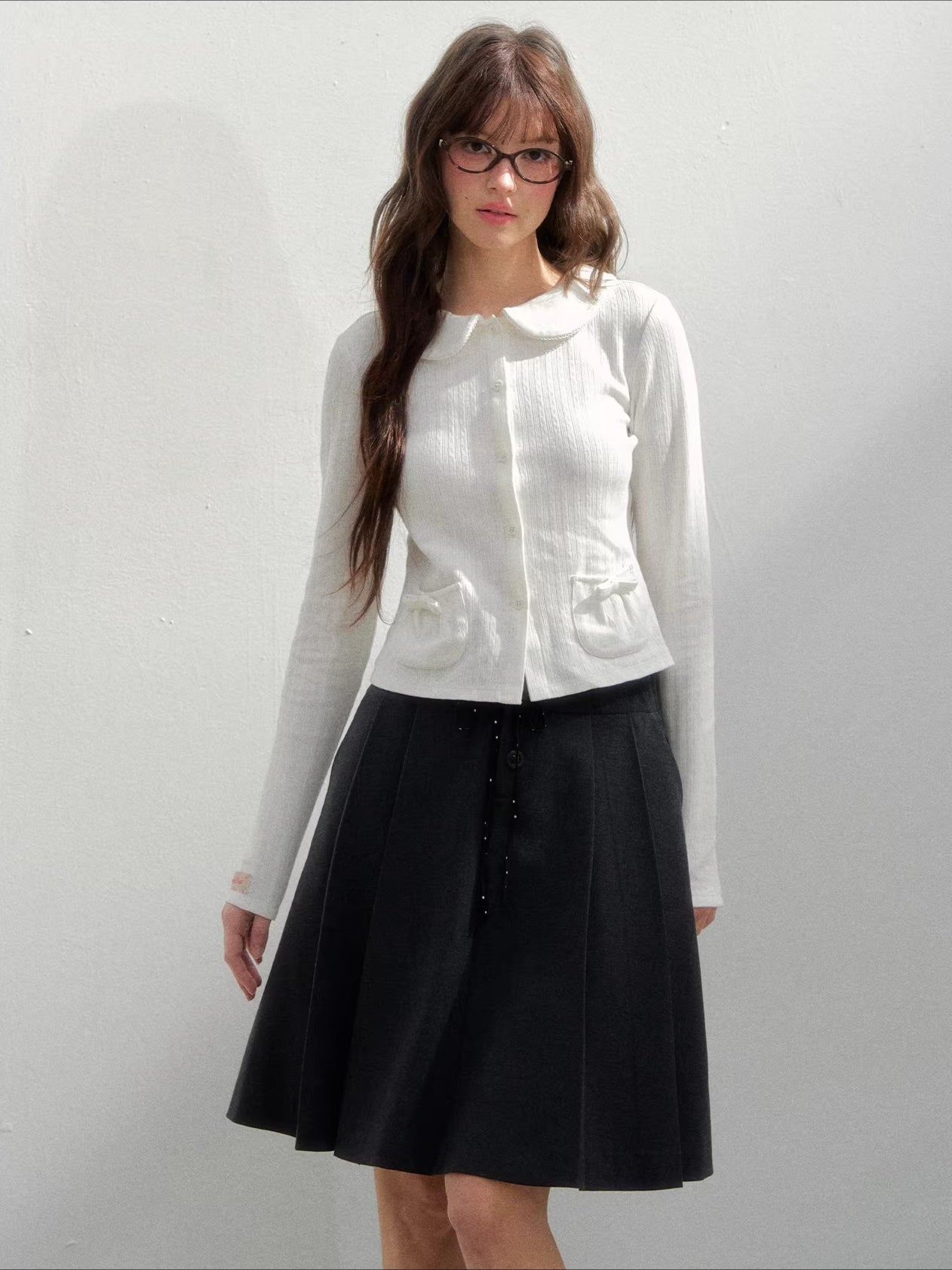 Floral Collar Cardigan & Shorts Set