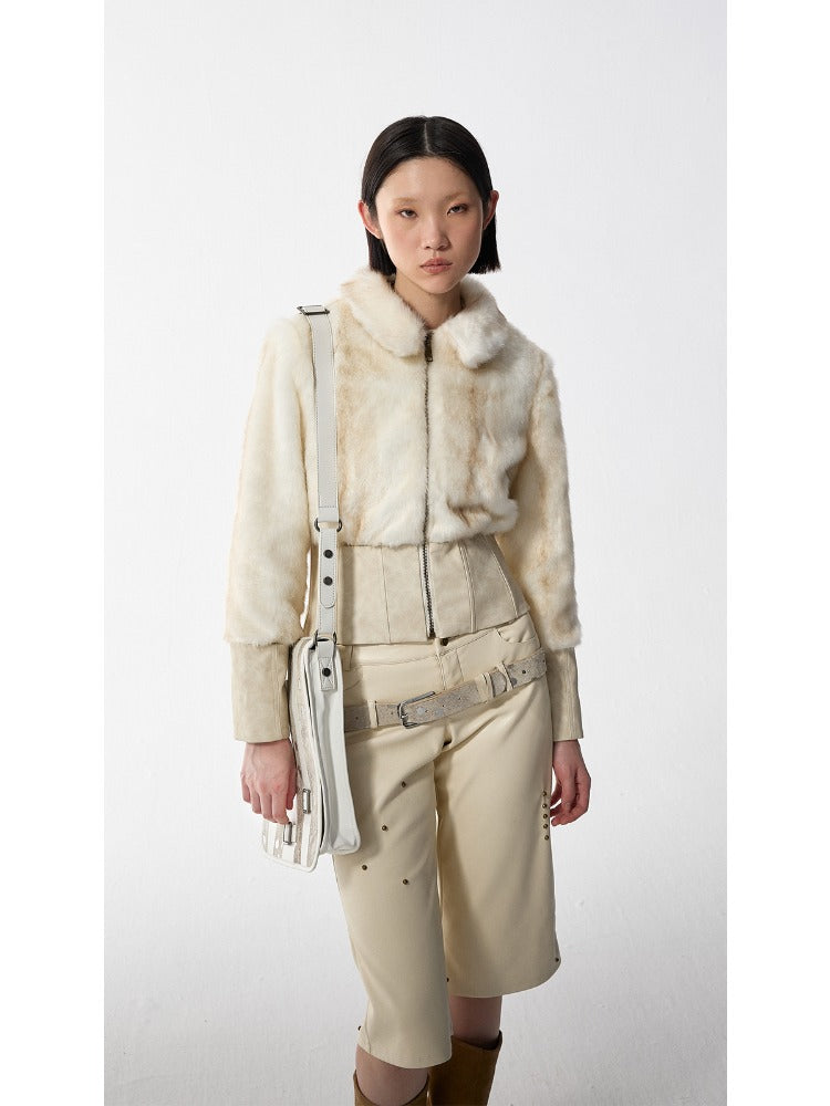 Eco-friendly Slim-Fit Leather Panel Jacket