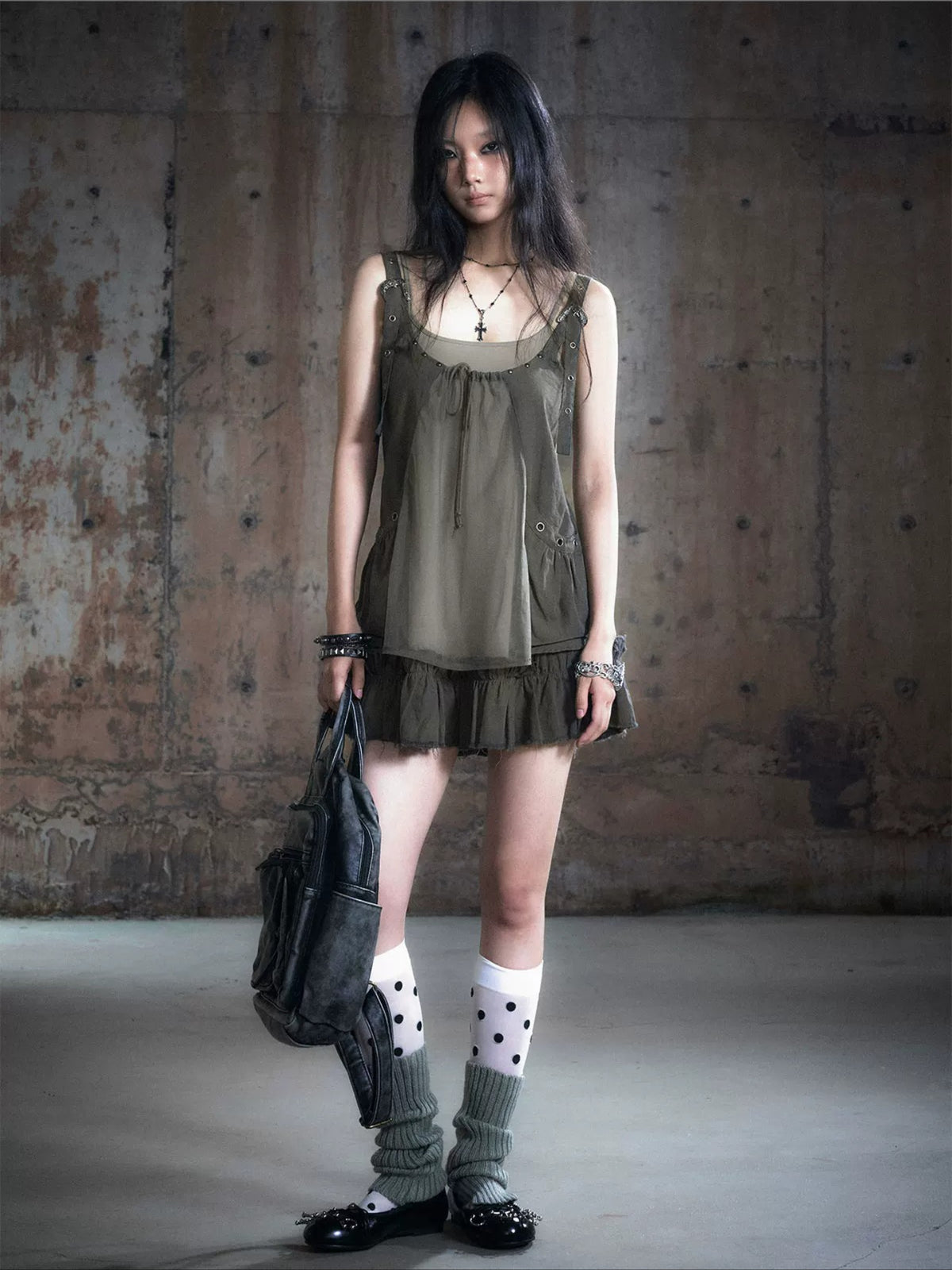 Layered Mesh Slip Dress