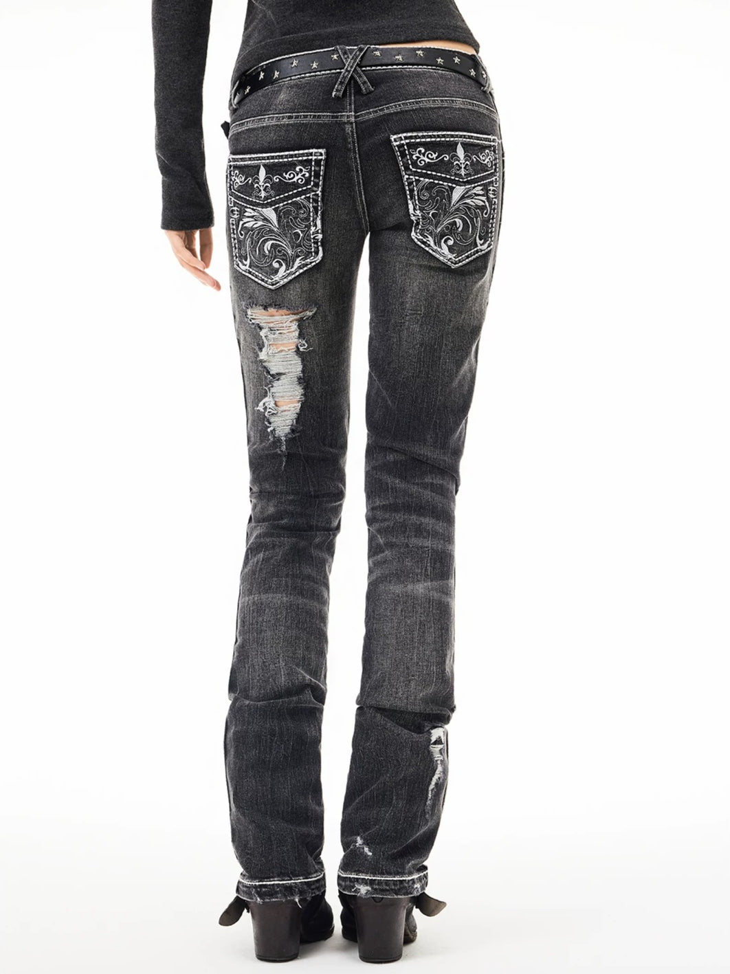 Low Rise Ripped Jeans