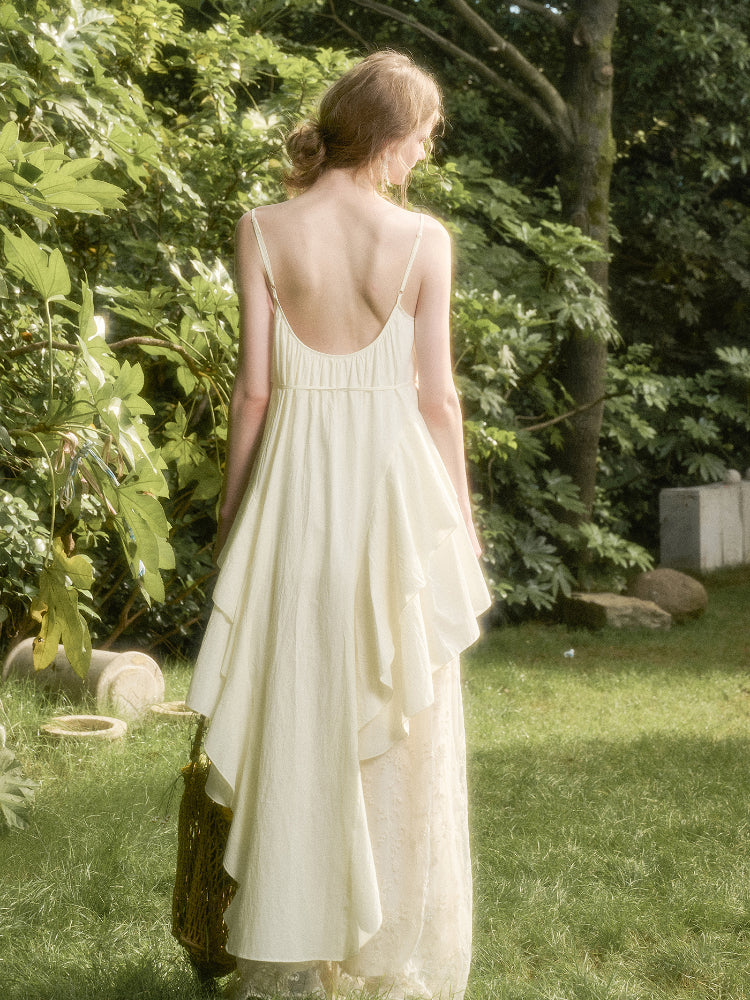 Washed Cotton Irregular Design Slip Dress