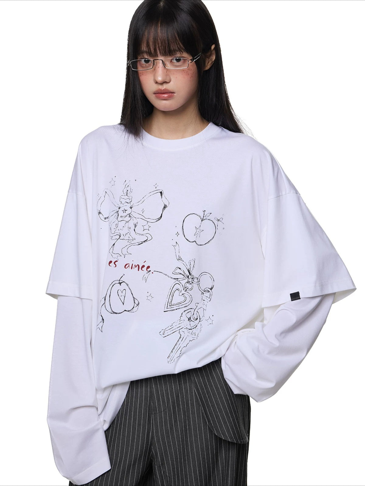 Printed Layered Long Sleeve Tee