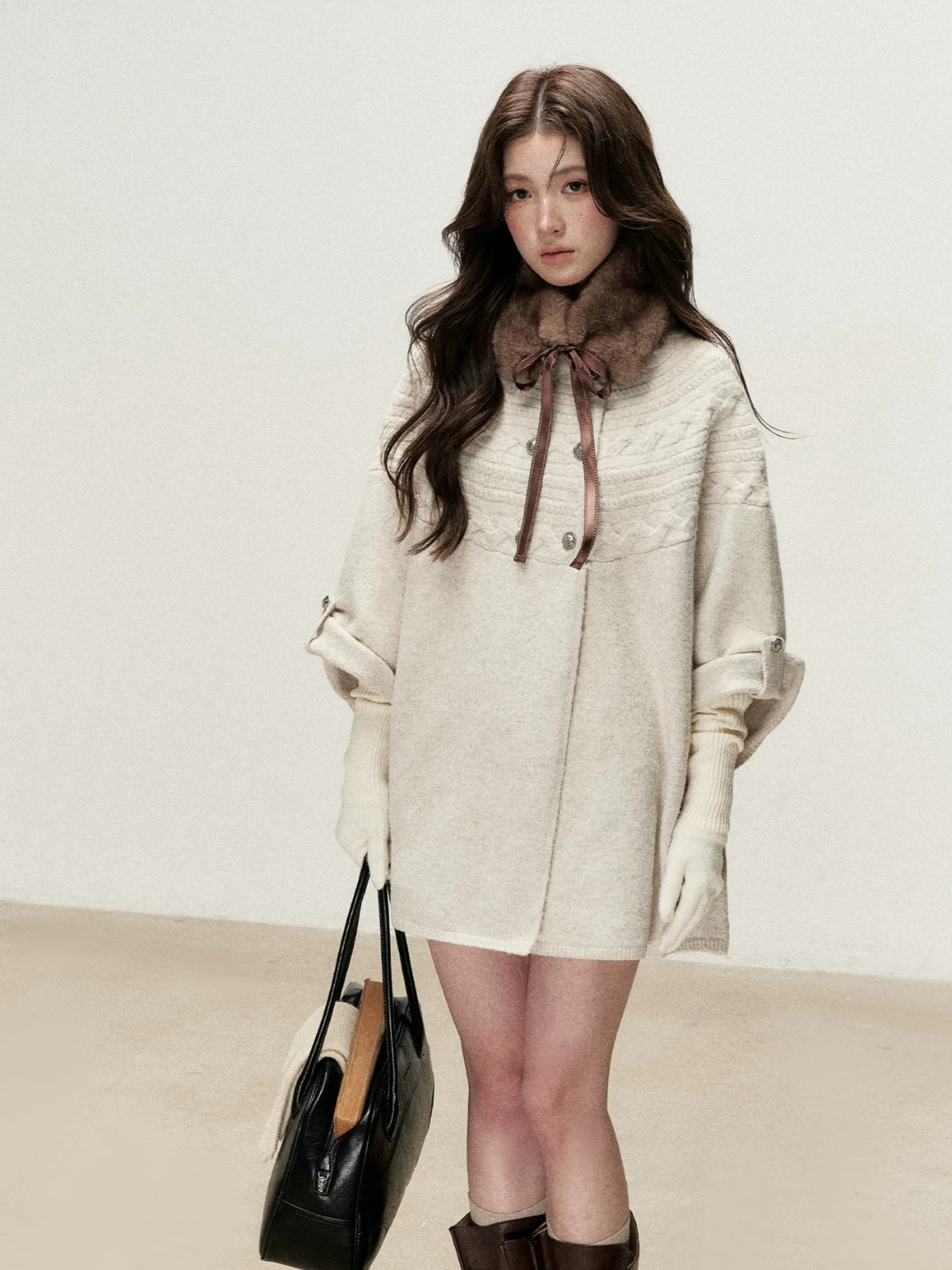 Vintage Bow Faux Fur Collar