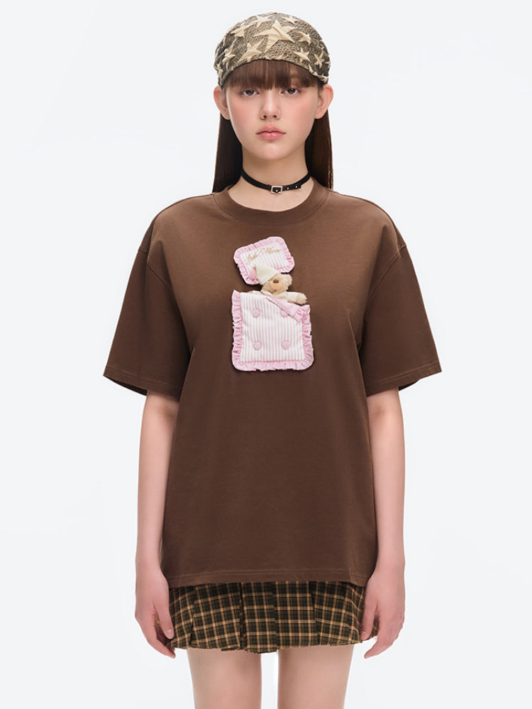Sleepy Bear Contrast Cotton T-shirt