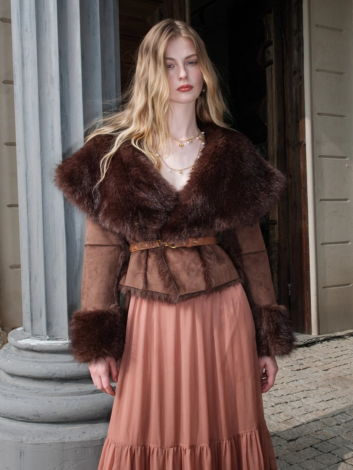 Mishka Faux Shearling Suede Cropped Jacket