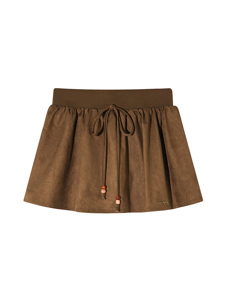 Suede Beaded Mini Skirt