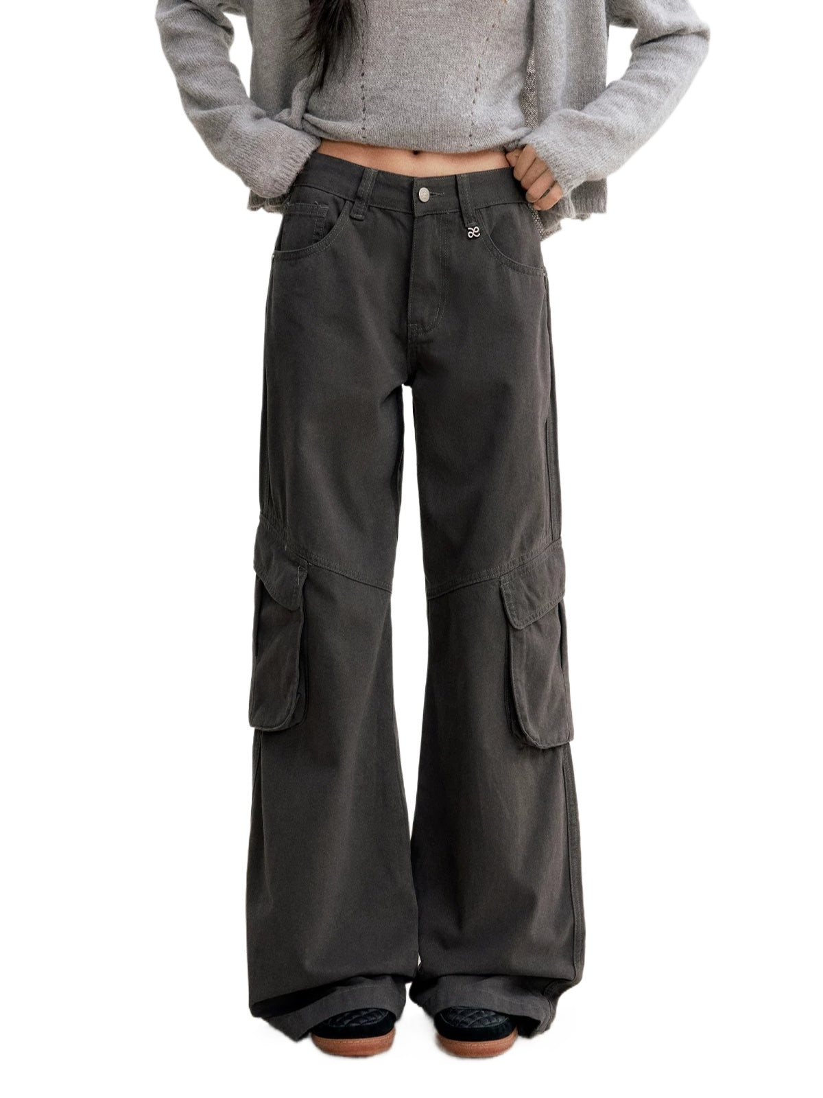 High Waist Cotton Cargo Pants