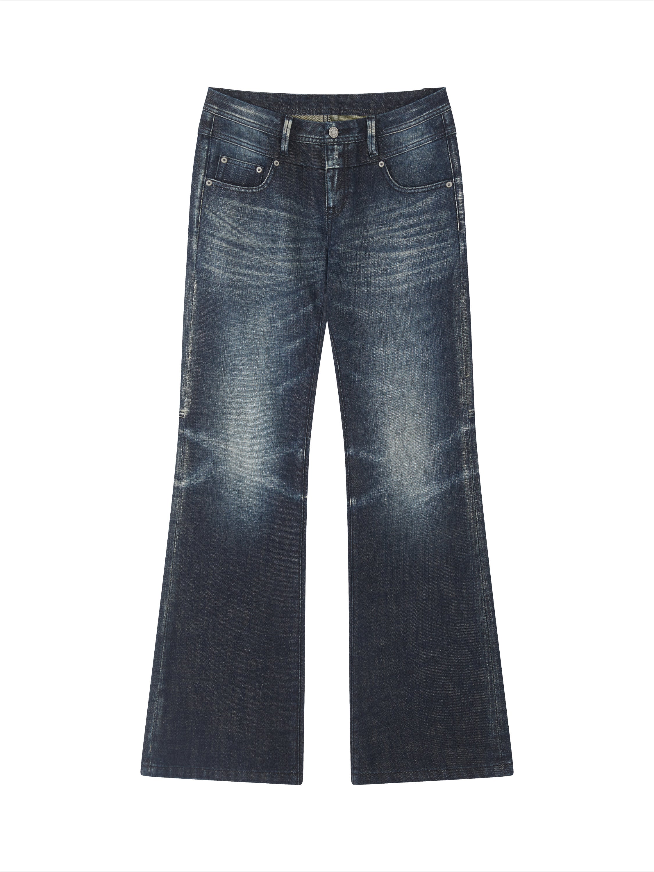 Black-Blue Low-Waist Flared & Bell-Bottom Pants Pants