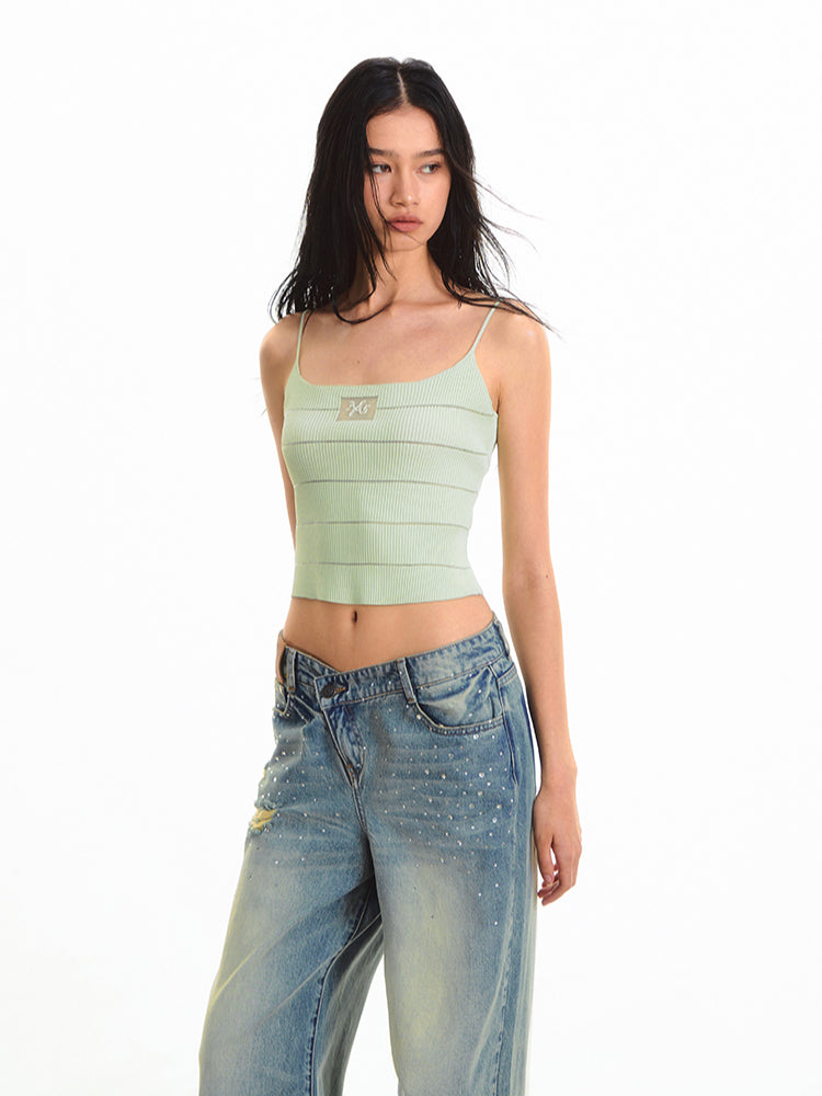 Ice Feel Striped Knit Vest