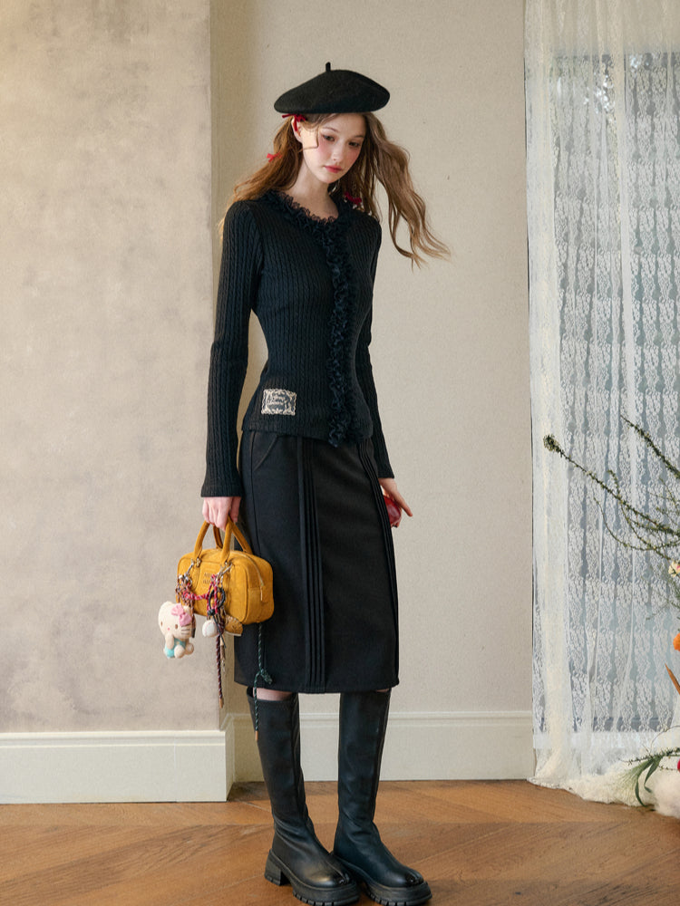 Elastic Knit Cardigan Base Sweater