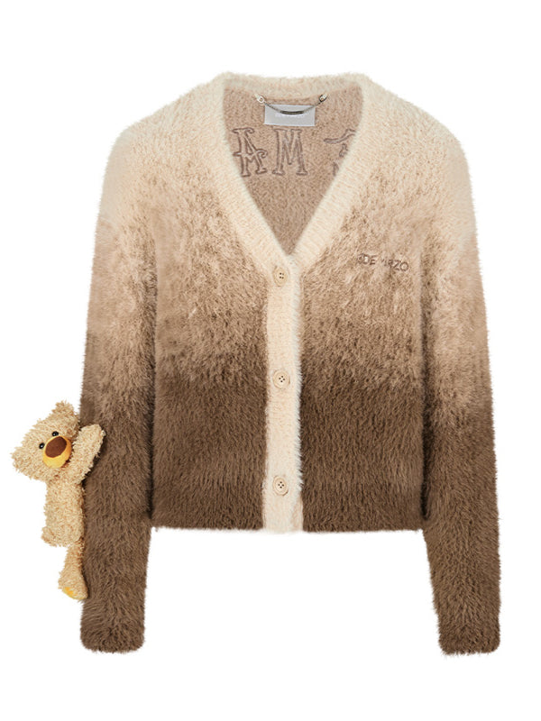 Khaki & Pink Doozoo Gradient Cardigan