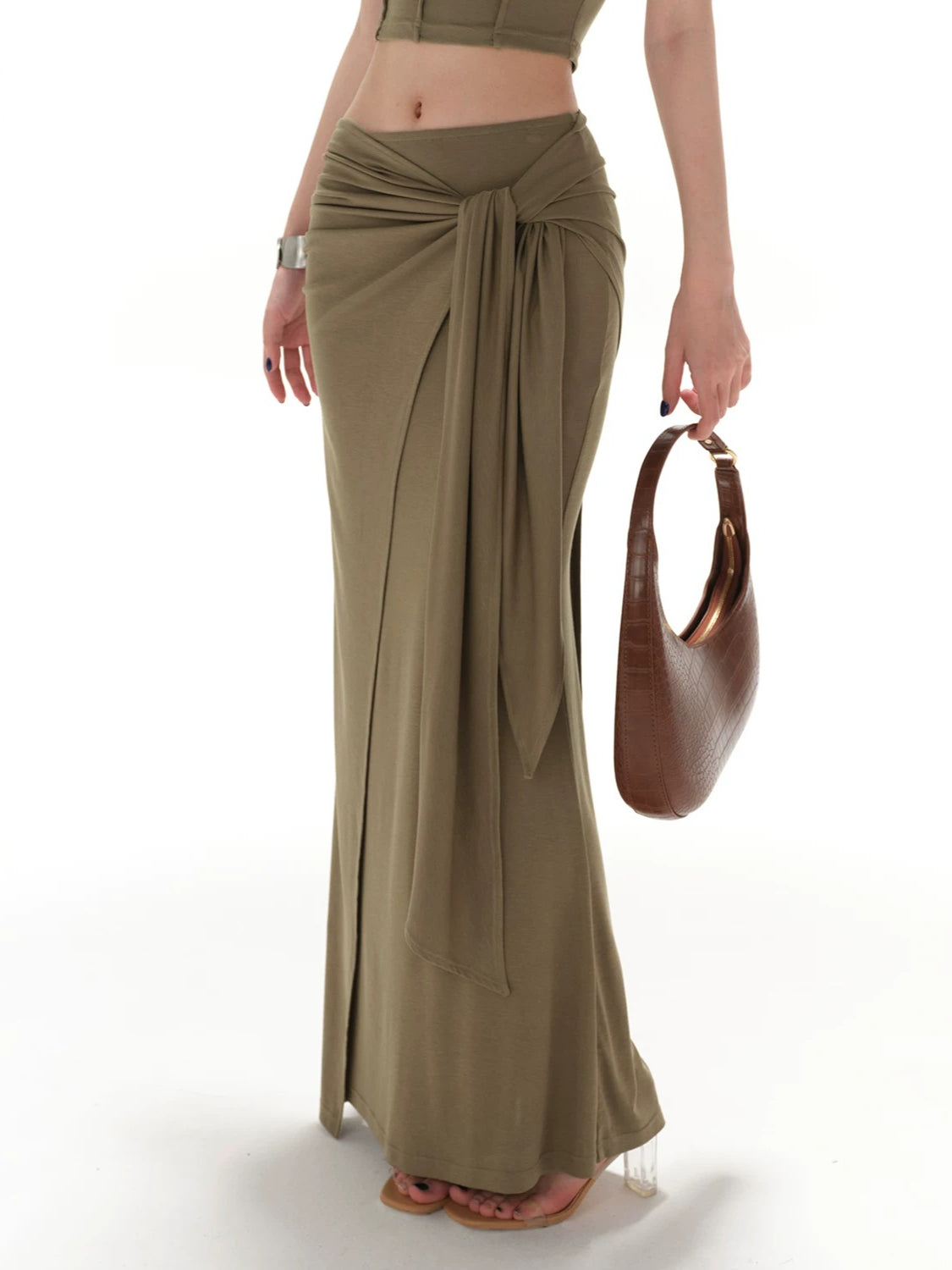 Green Mock Neck Two-Piece Set