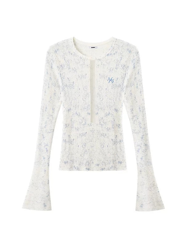 Helen Denim Print Knit Top
