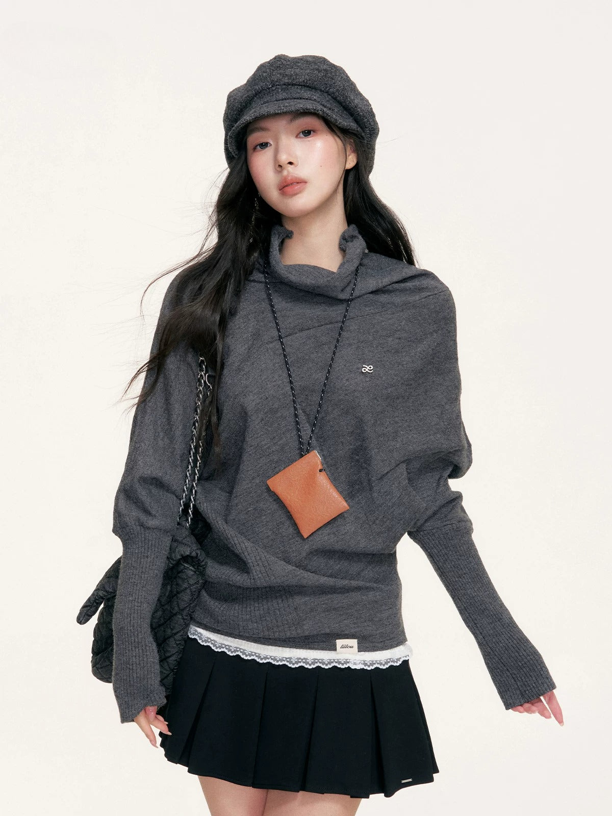 Cape Cut Turtleneck Batwing Sweater