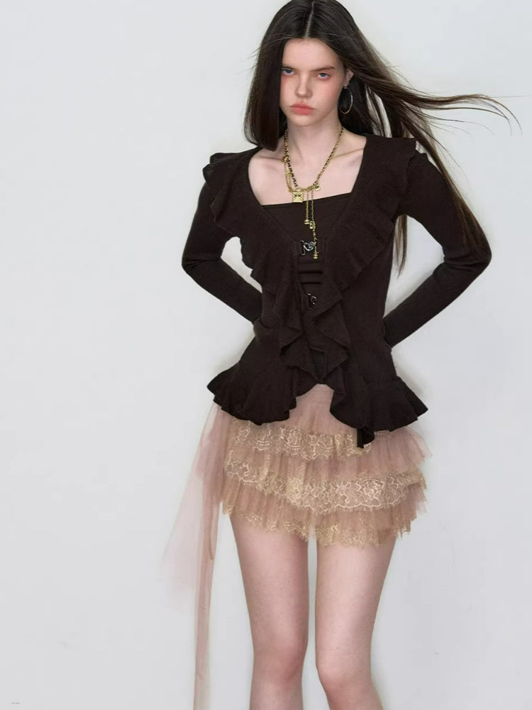Layered Ruffle-Trim Knit Top