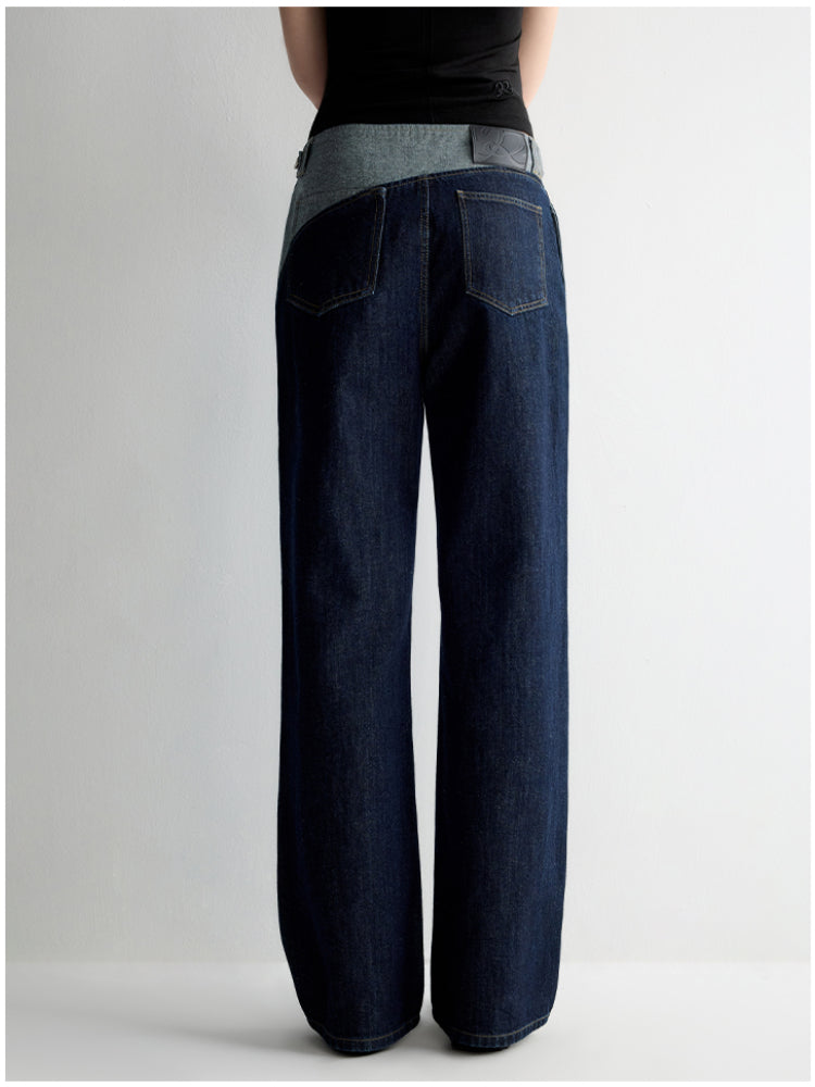 Color-Block Low-Rise Straight Pants
