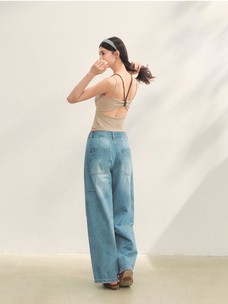 Fake Two-piece Padded Camisole Tank Top