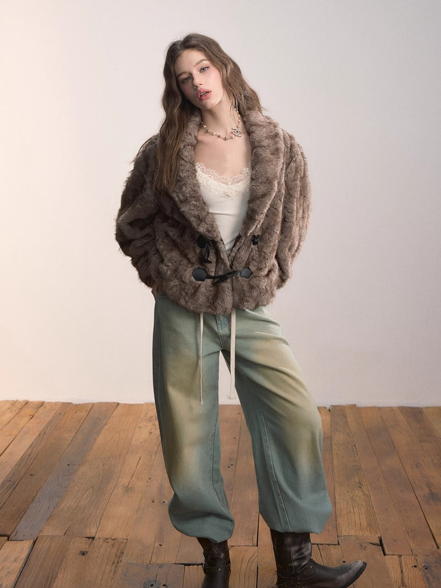 Reversible Eco-Faux Fur Toggle Coat