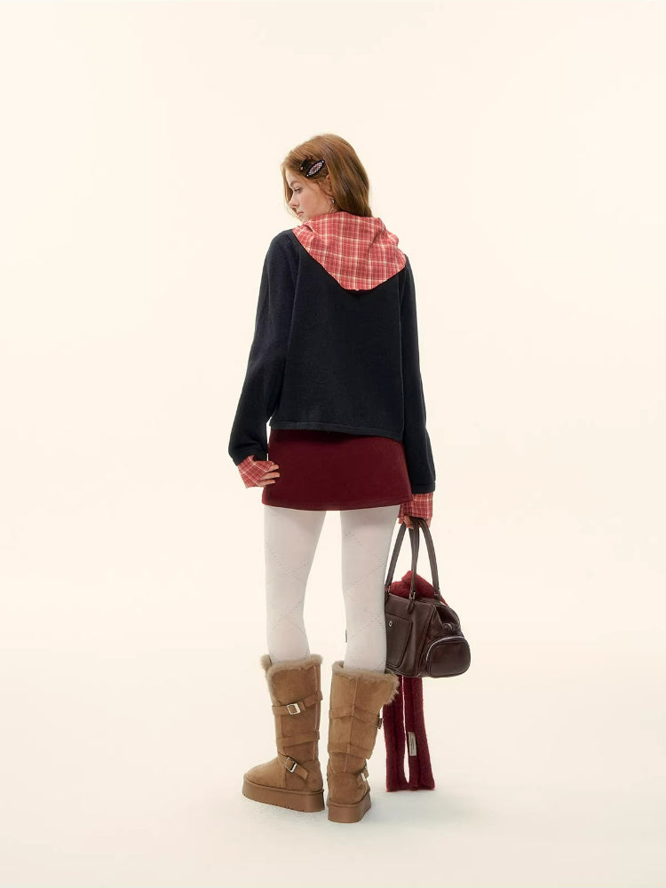 Faux-Layer Wool A-Line Skort