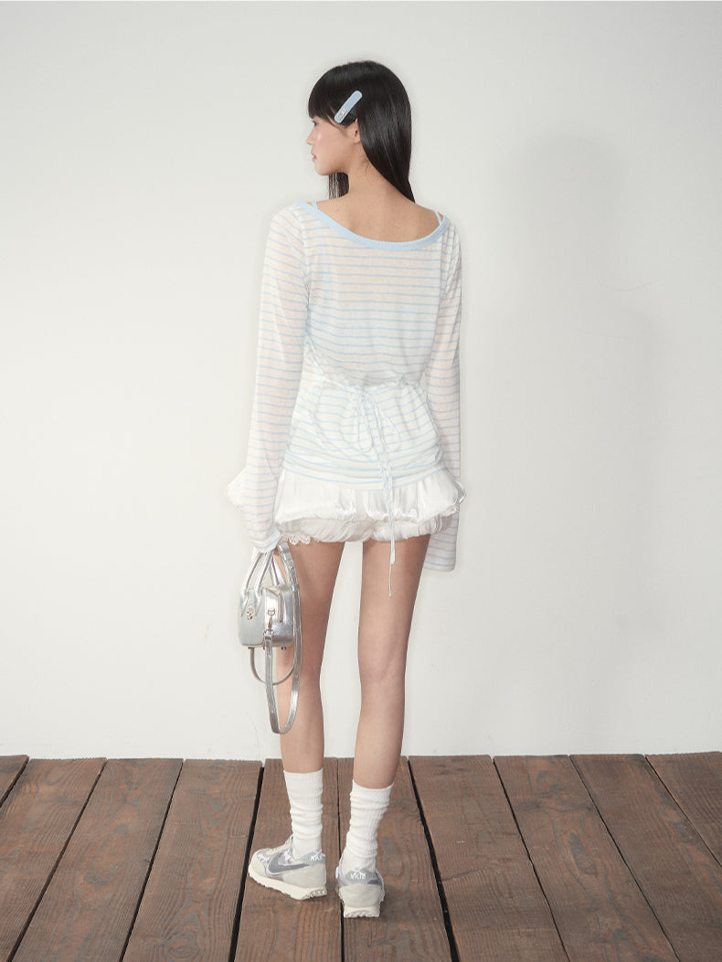Bow Satin Bubble Mini Skirt