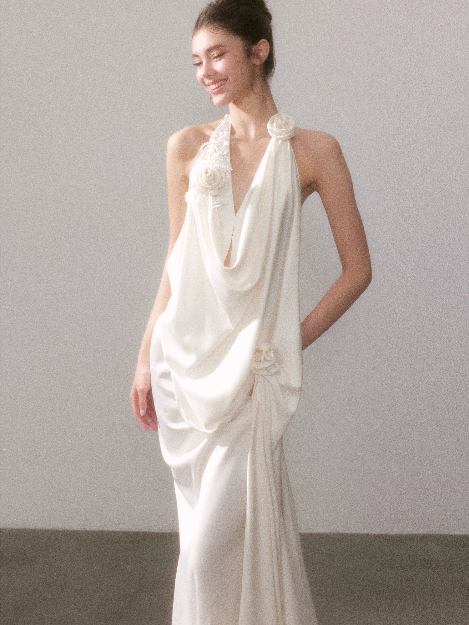 Ouro Shiny Satin Long Dress