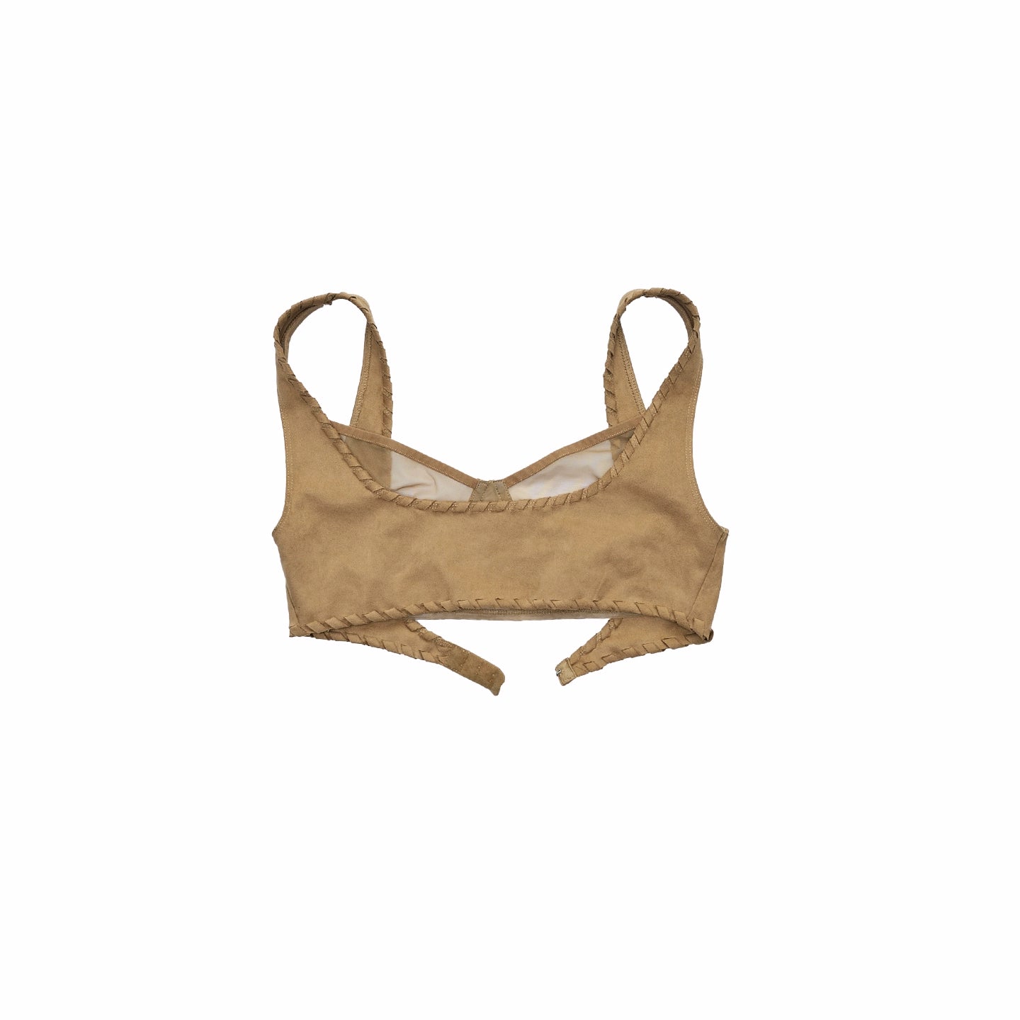 Suede Mesh Lace-Up Bralette
