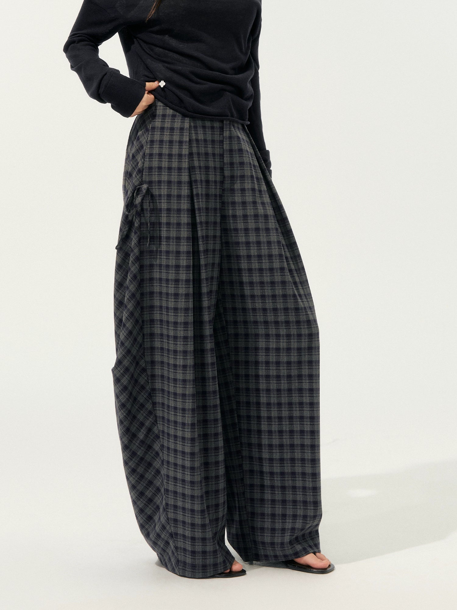 American-Style Wide-Leg Draped Scimitar Pants