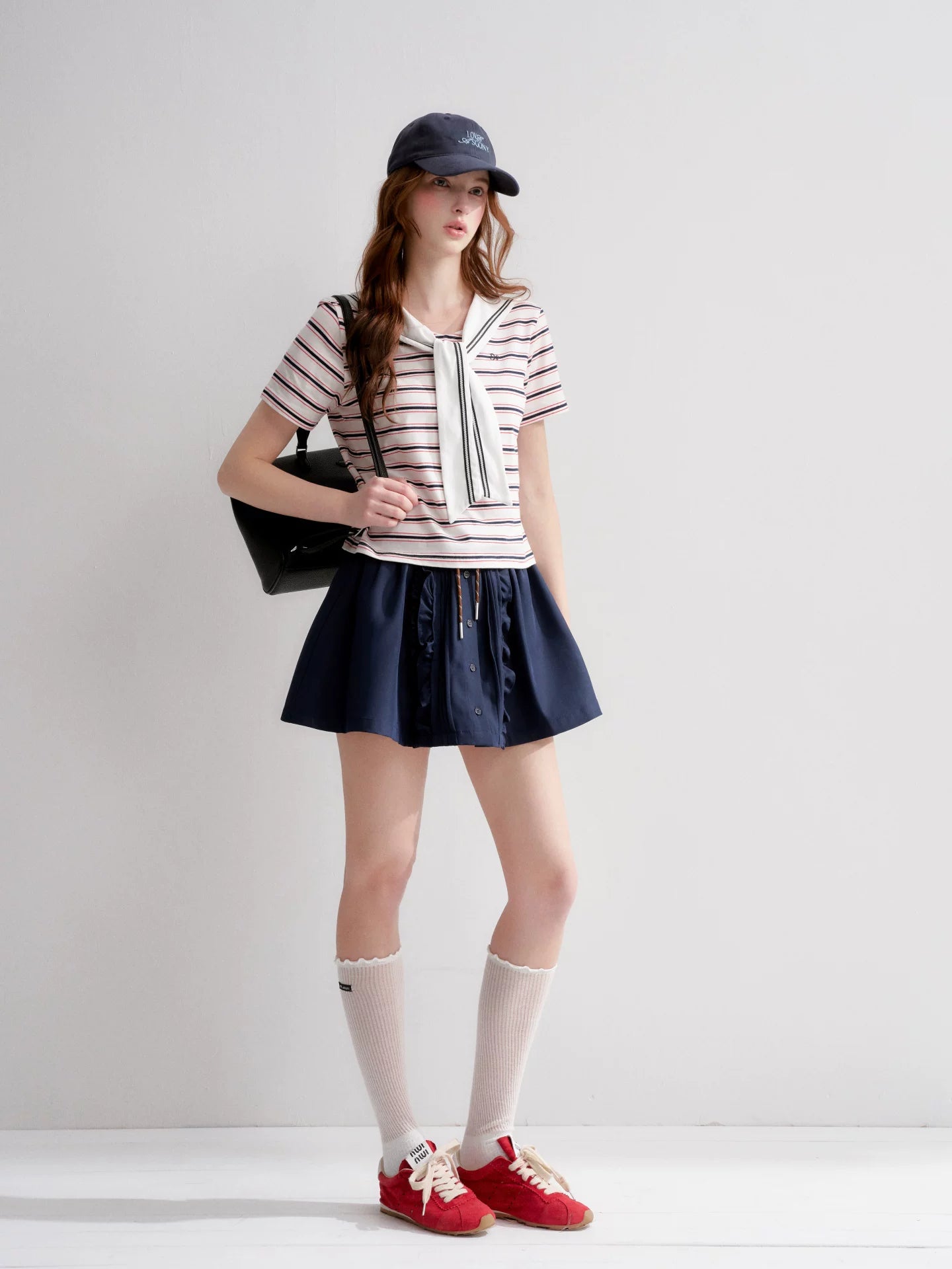 Sailor Collar Striped T-shirt
