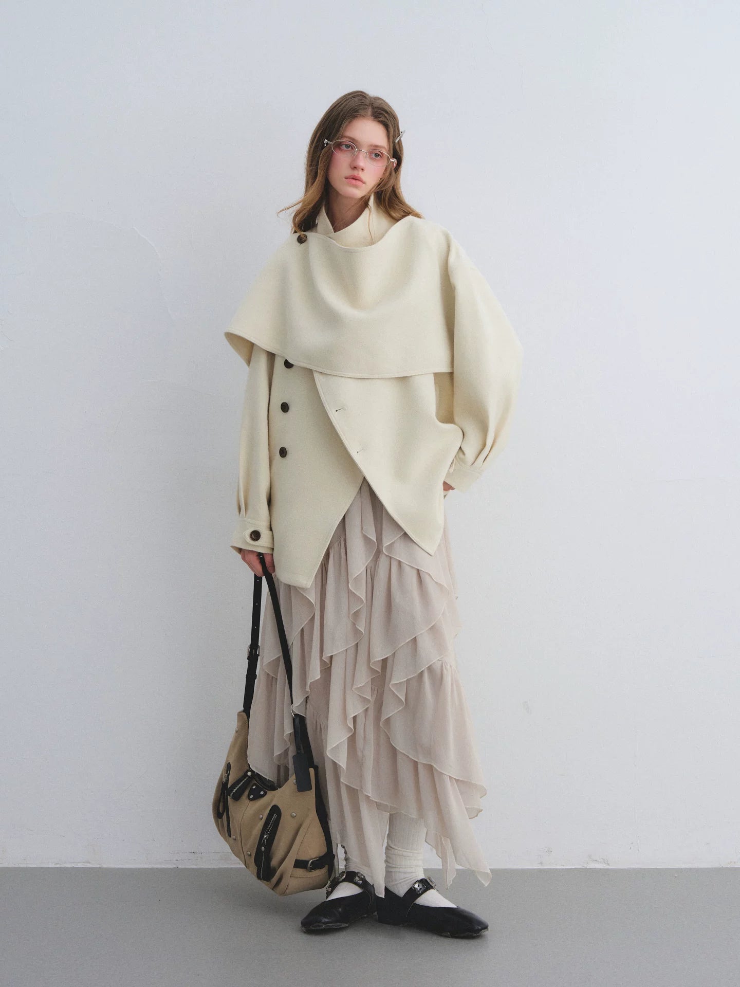 Irregular Ruffle Elastic Waist Chiffon Skirt