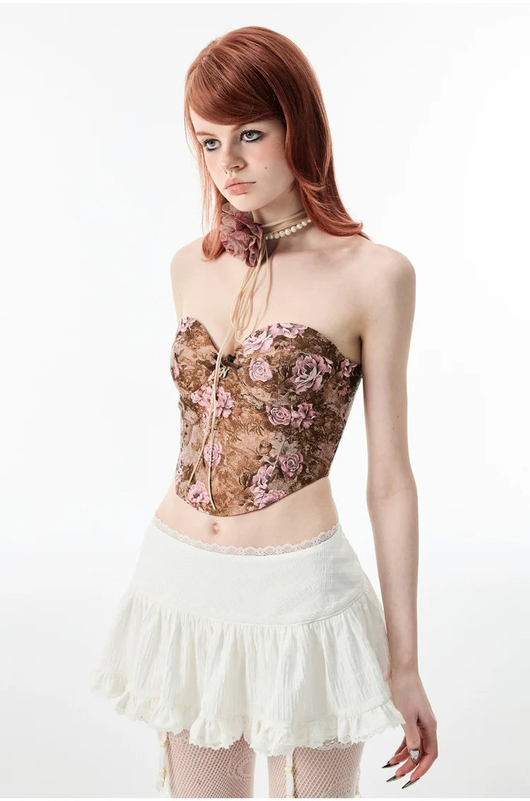 White & Black Lace Edge Mini Skirt