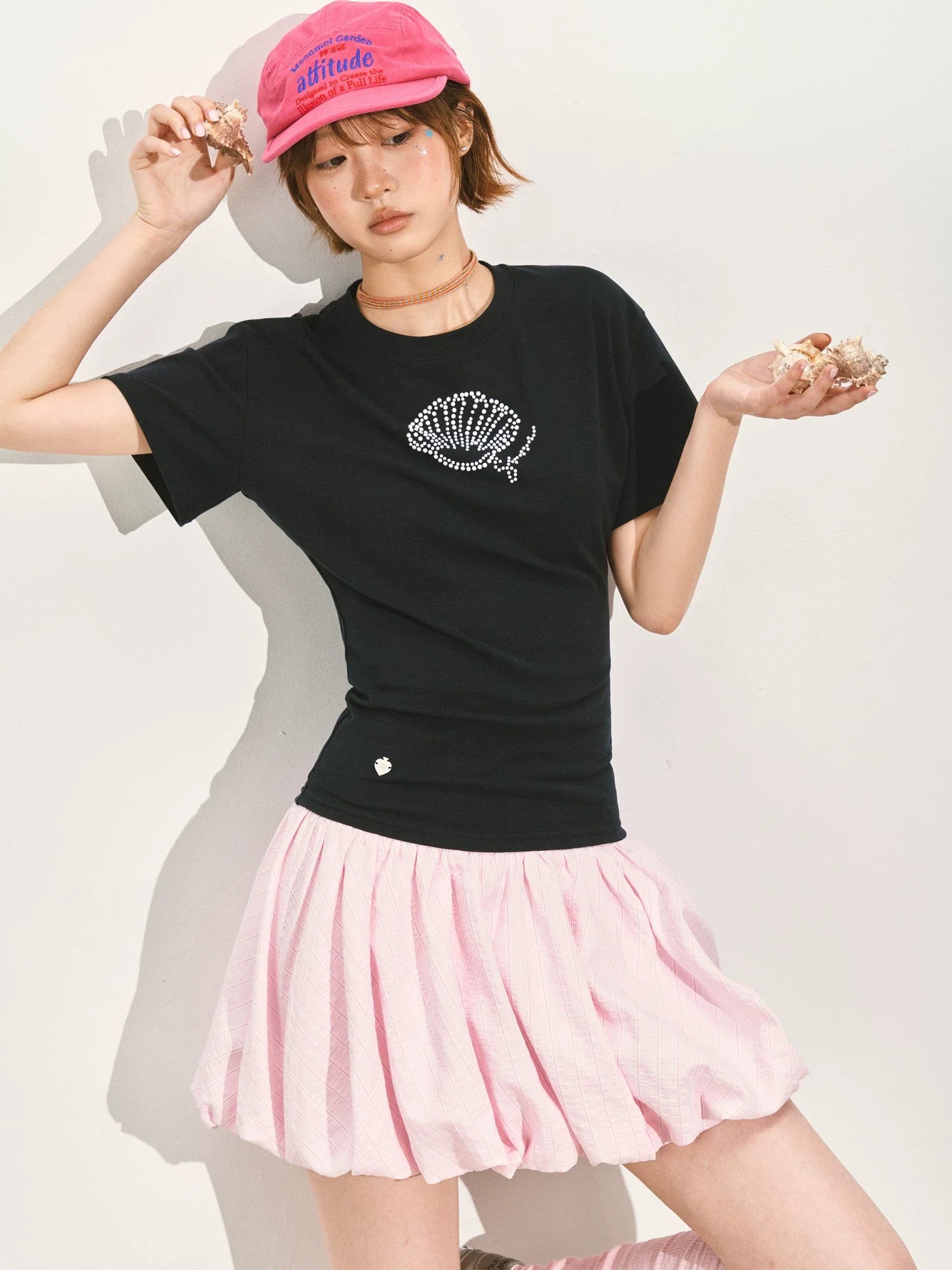 A-Line Bubble Pleated Short Skirt