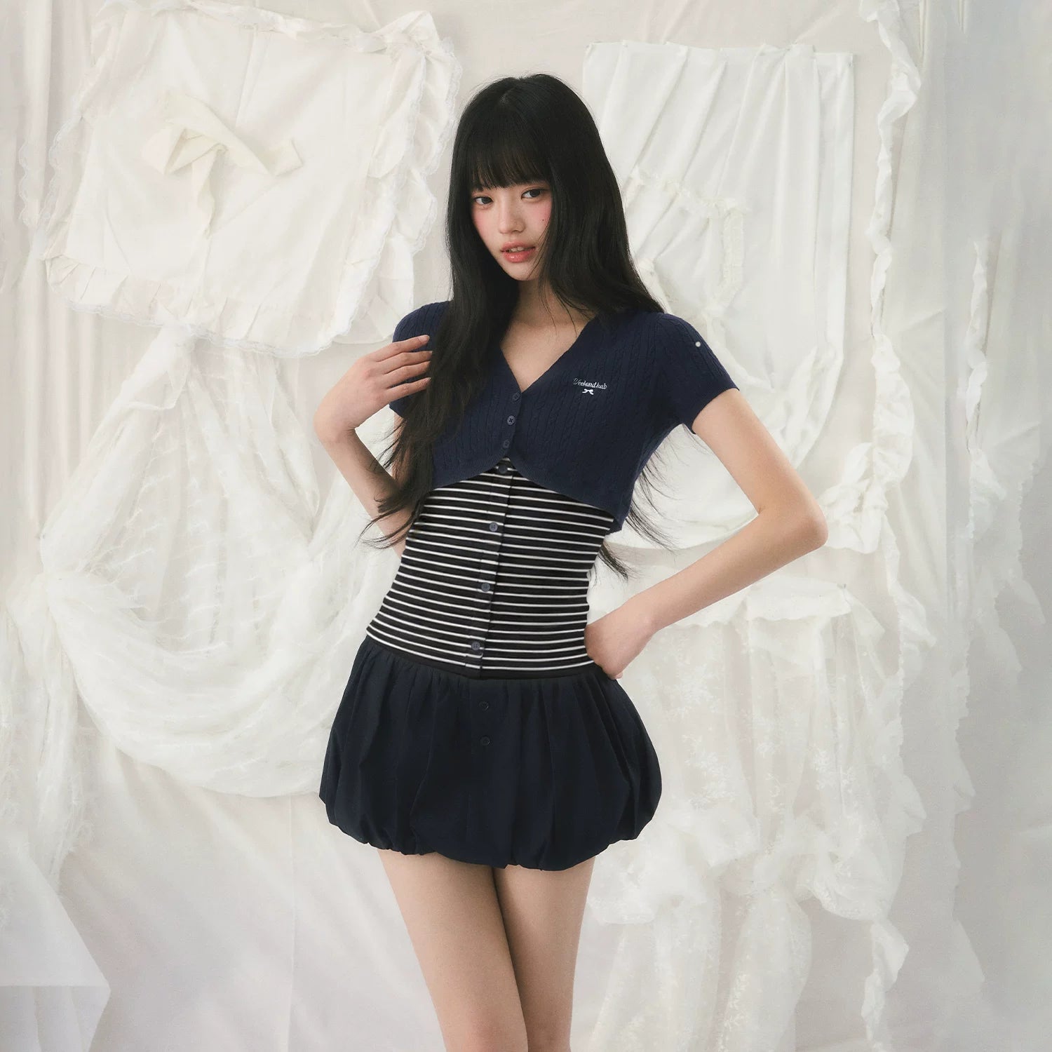 Color-Blocked Knit Two-Piece Top