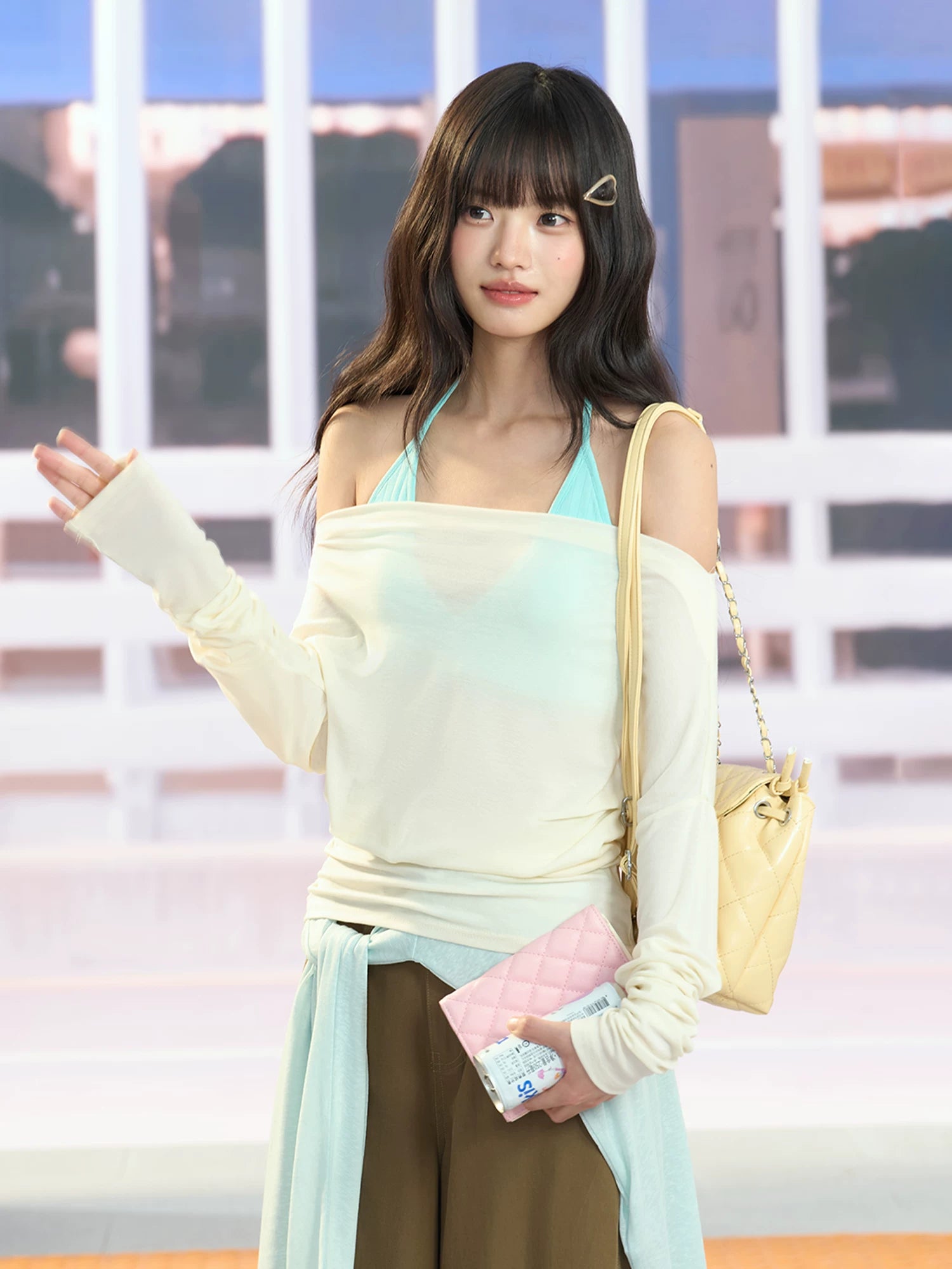 Apricot Off Shoulder Cover Up