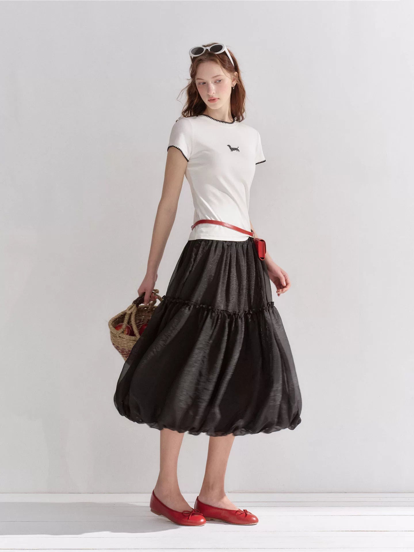 Bubble Hem Midi Skirt