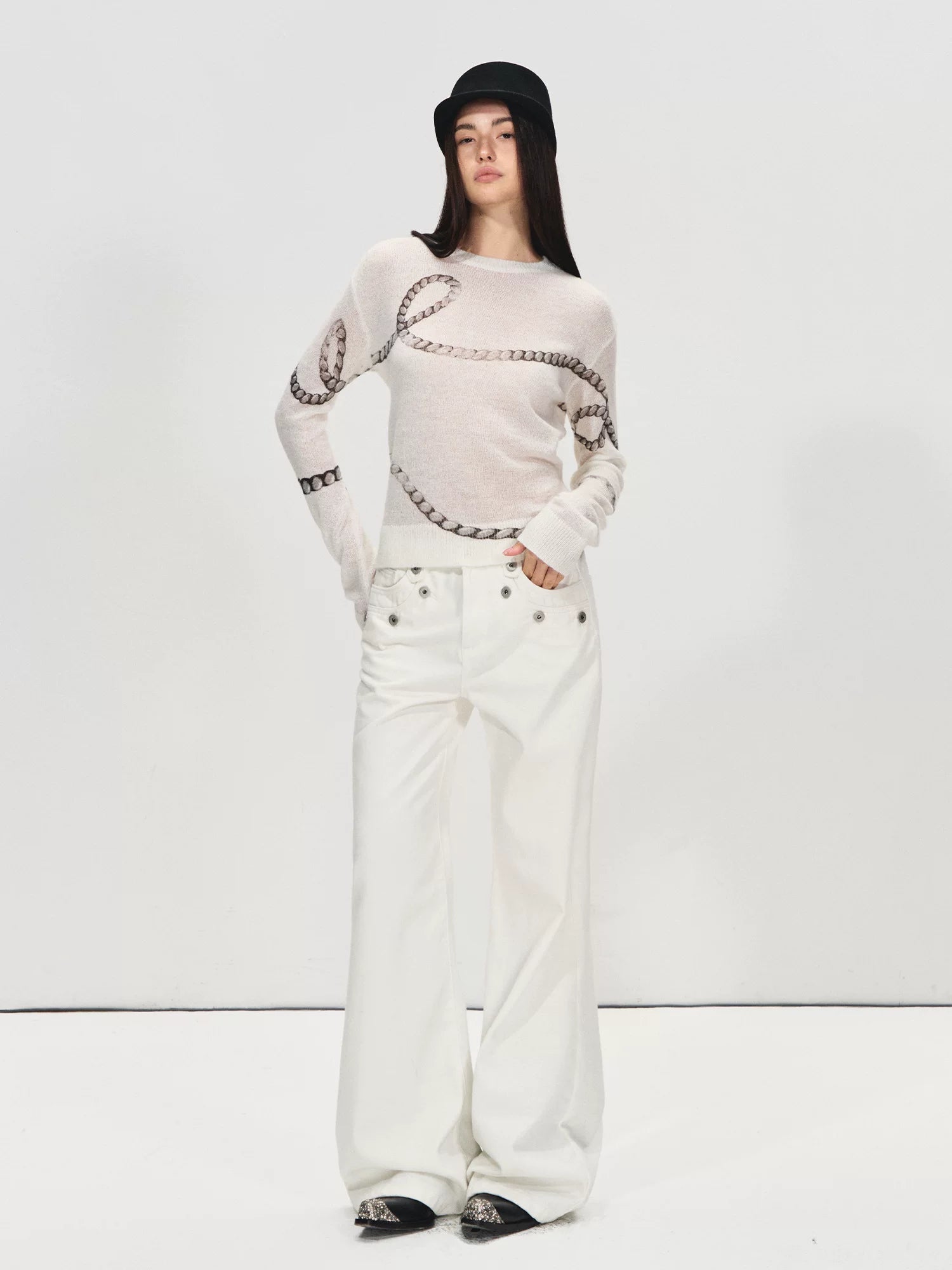 Mohair Wool Layered Knit Sweater