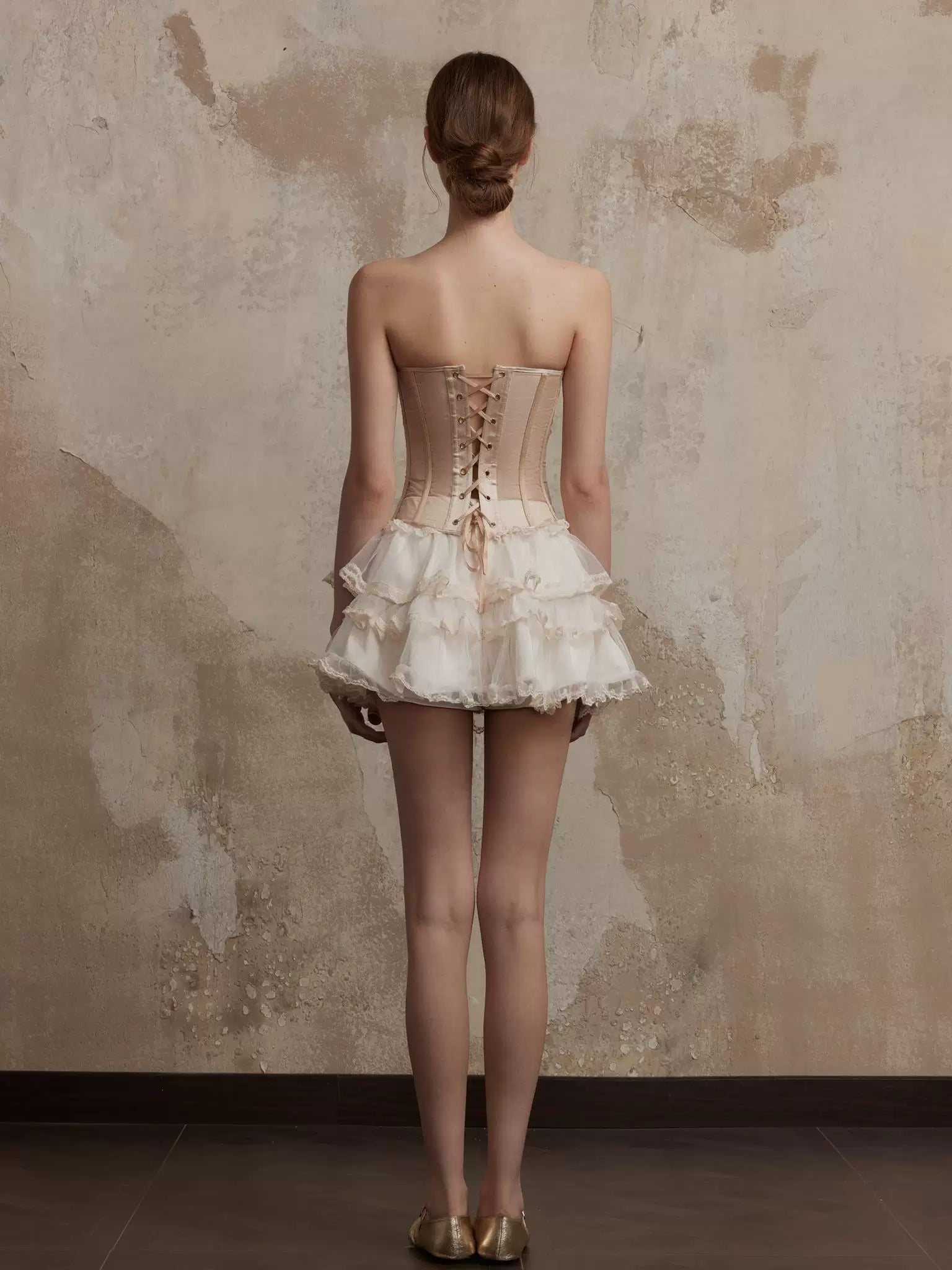 Apricot Corset Top & Skirt Set