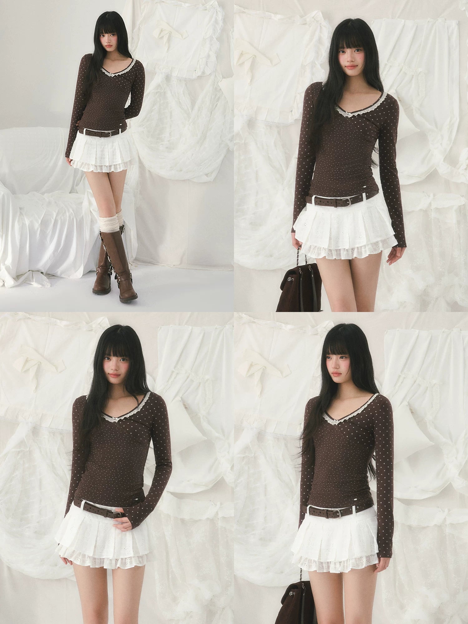 Lace Trim Polka Top