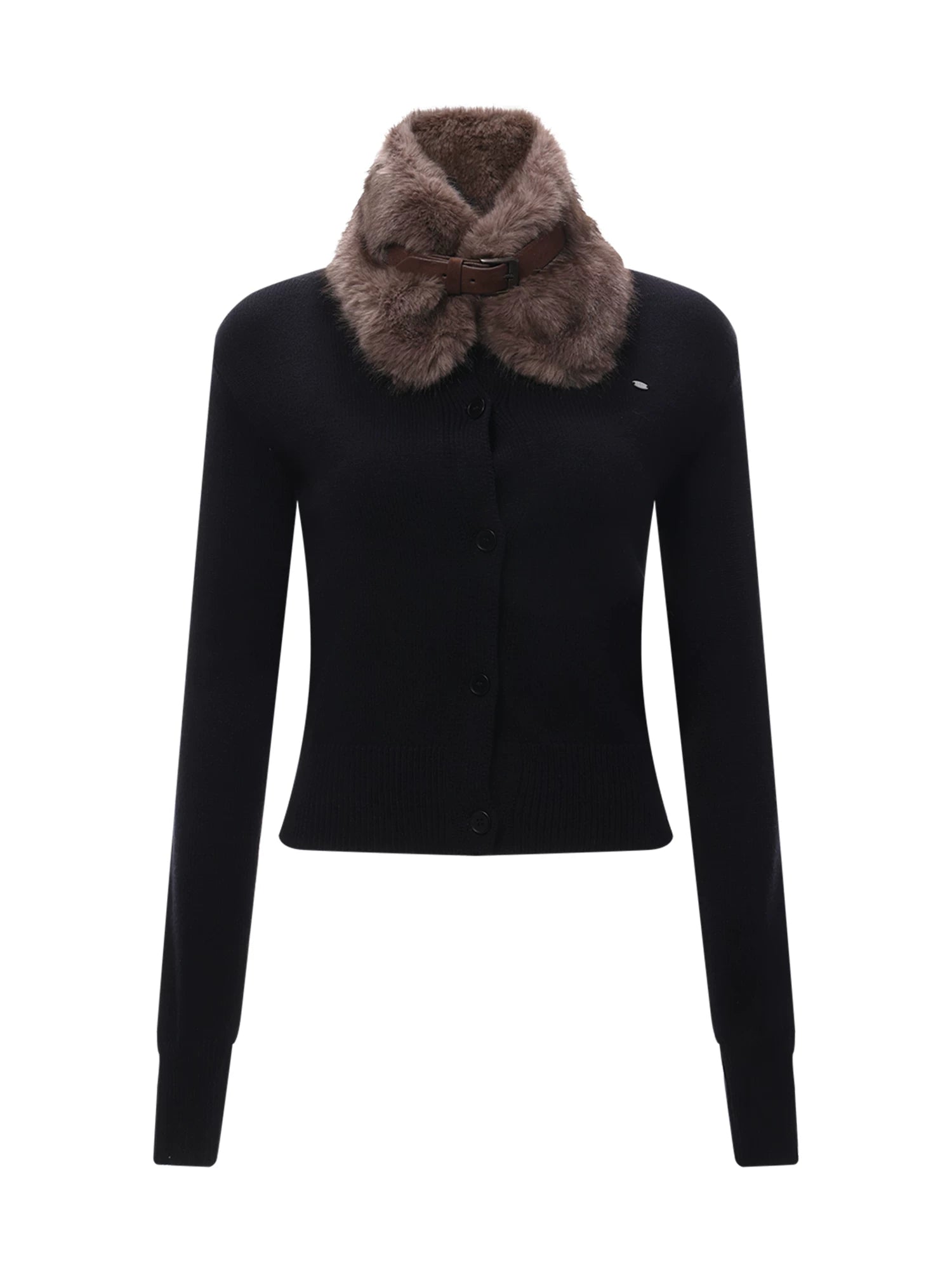 Black Detachable Fur Cardigan