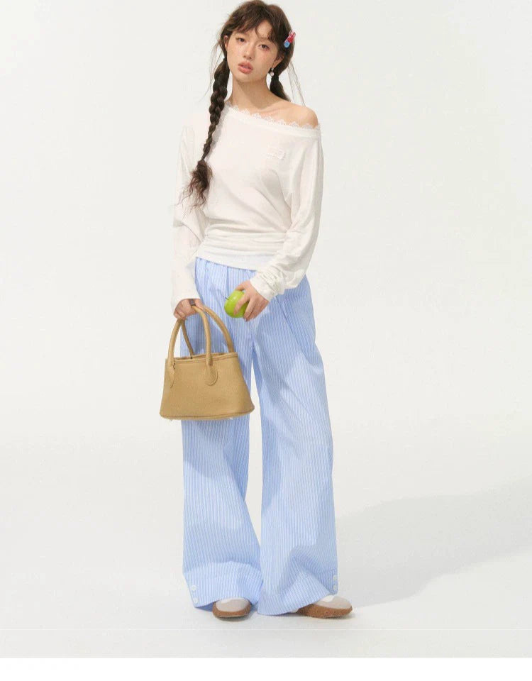 Striped Straight Leg Casual Pants