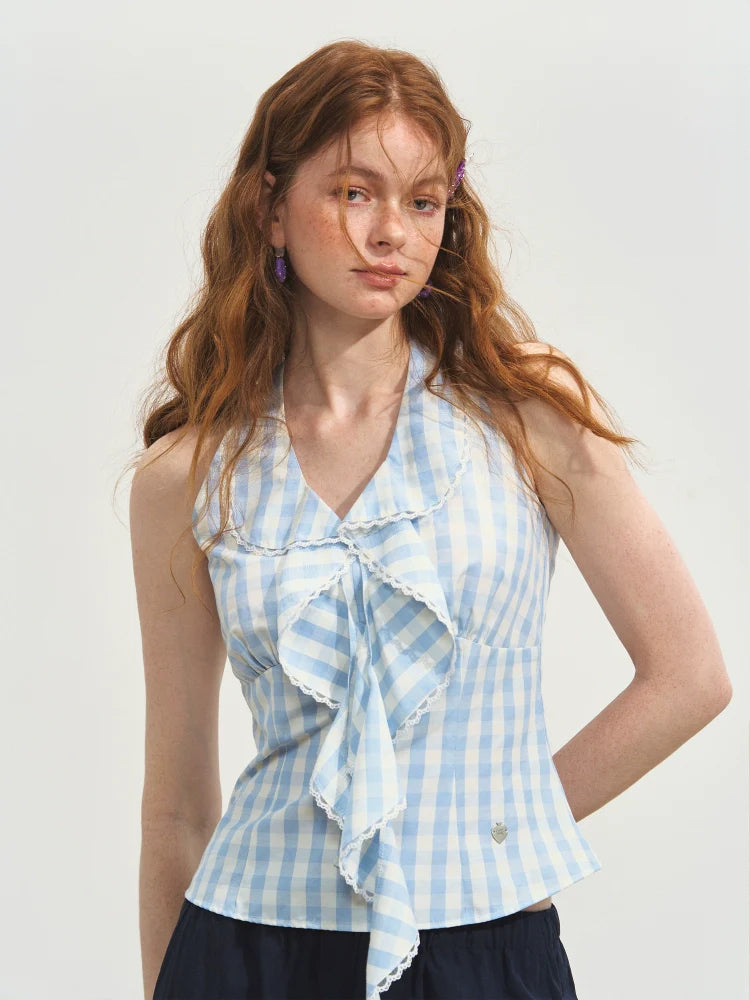 V-Neck Lace Halter Vest