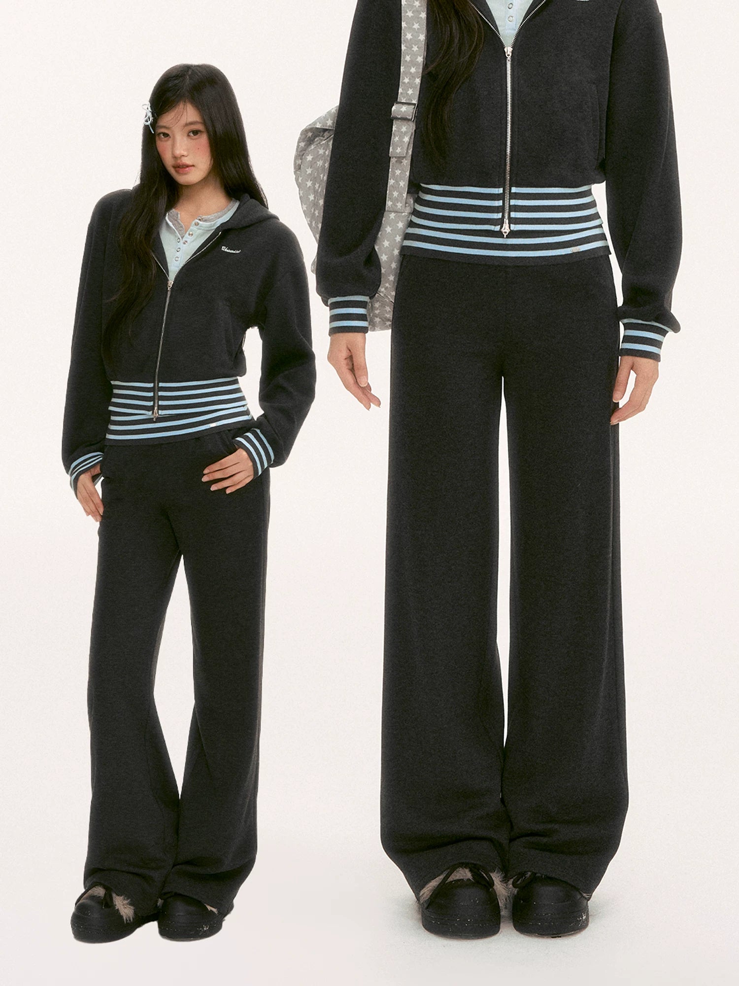 Gray Contrast Stripe Sweatpants