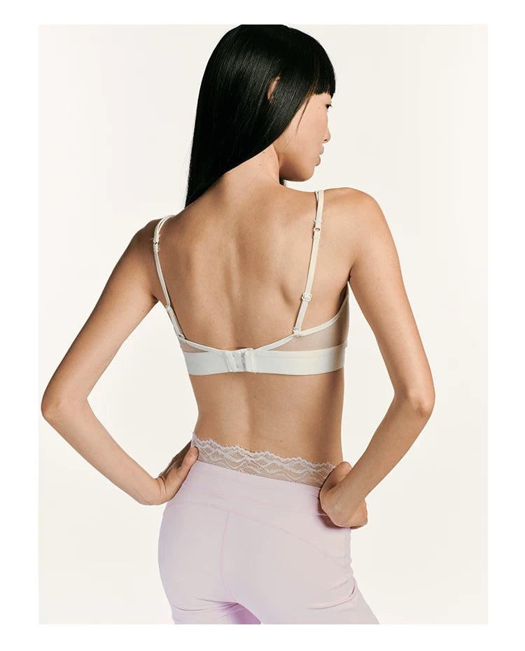 Mesh Cutout Layered Triangle Bra