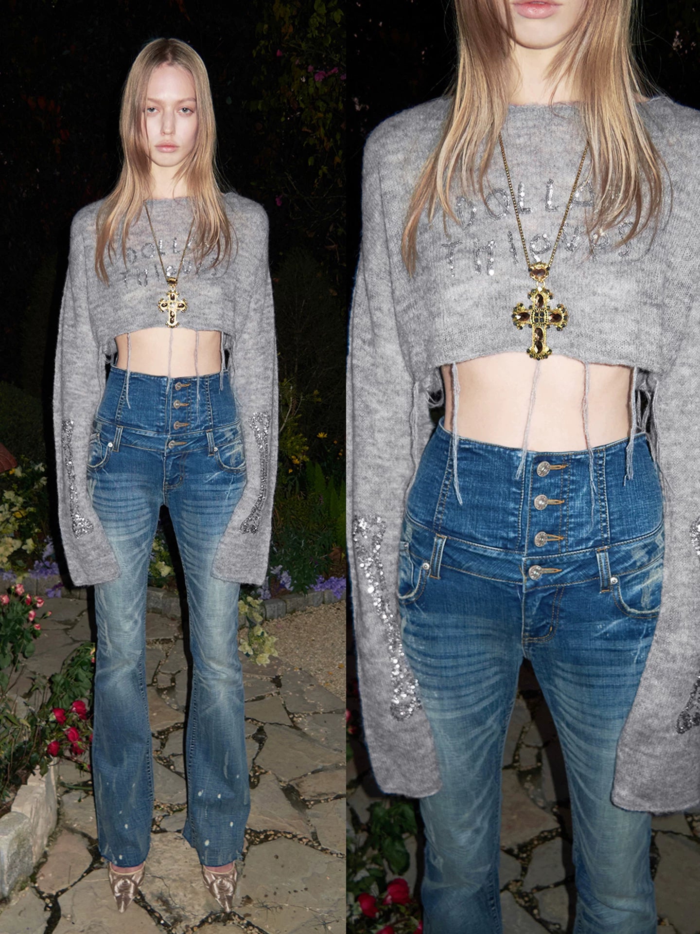 Washed High Waist Flare Jeans