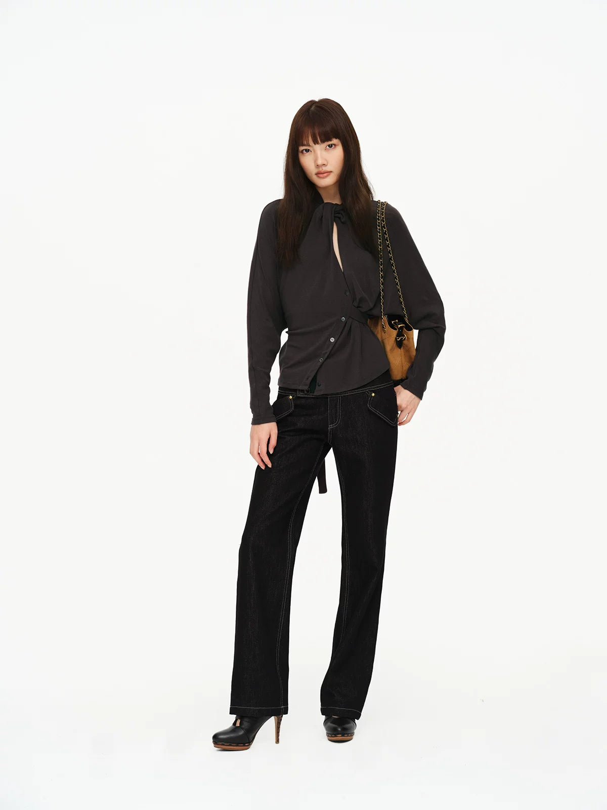 Multi Button Contrast Stitch Jeans