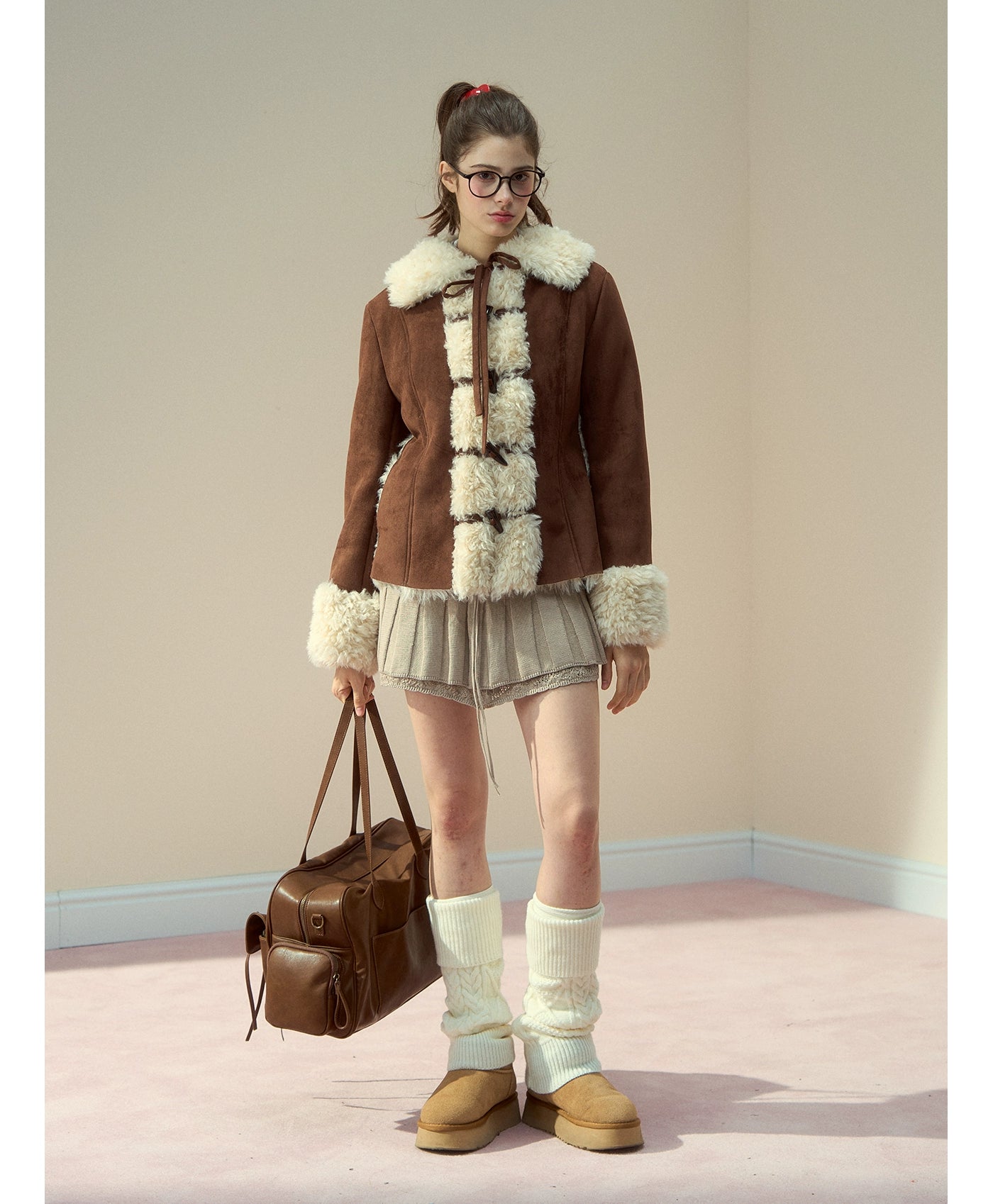 Suede Fleece Toggle Coat