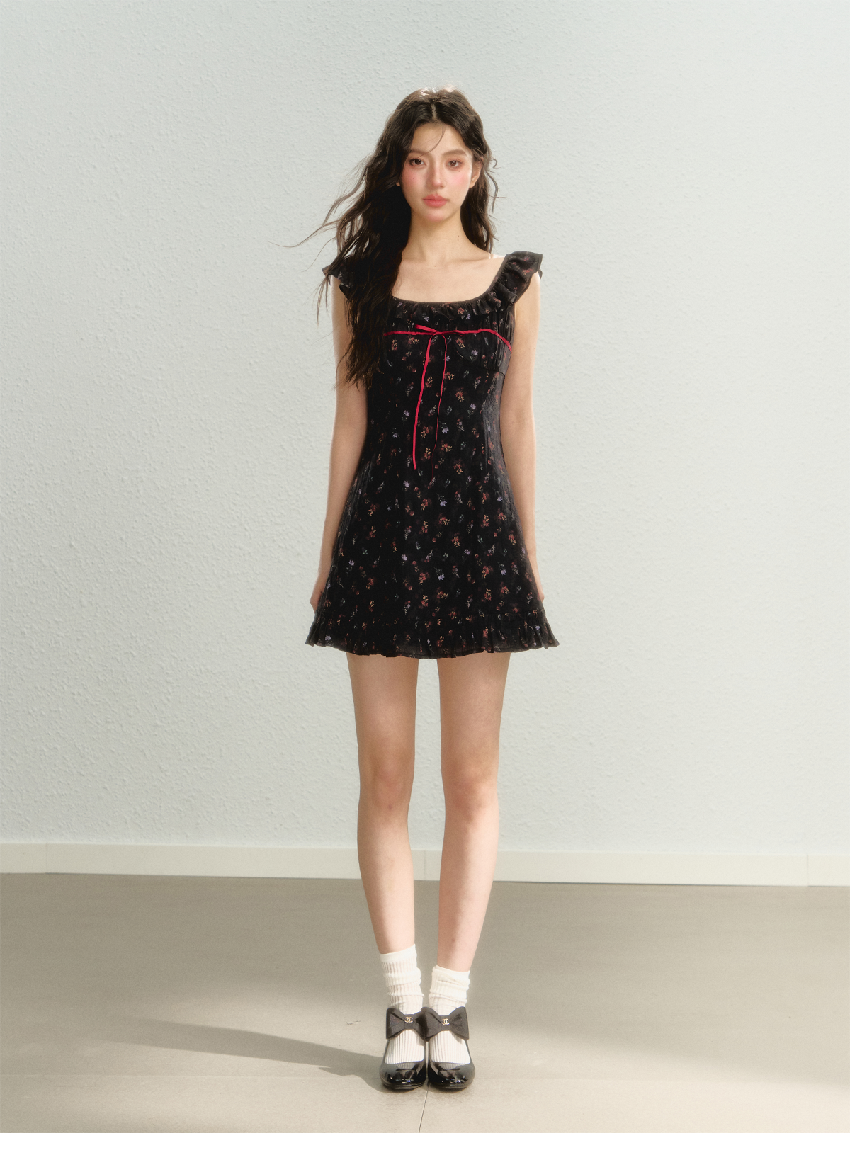 Flutter Sleeve Strap Floral Dress