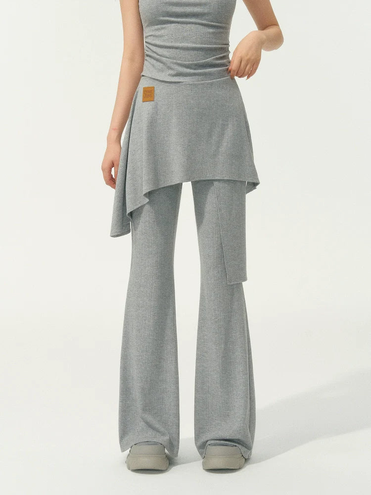 One Shoulder Irregular Slanted Pleat T-shirt & Pants Set